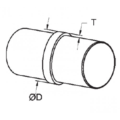 Tube Connector 42.4  x 2.5mm Satin Polished Grade 304